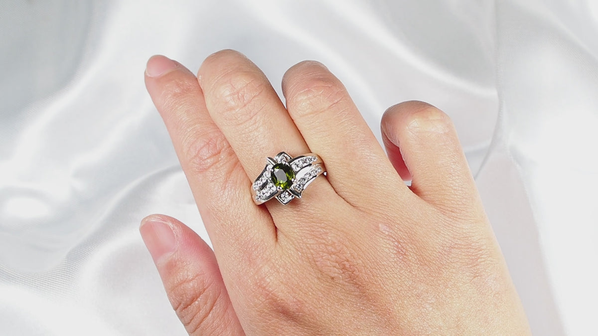 Olive Green Tourmaline 925 Sterling Silver Ring