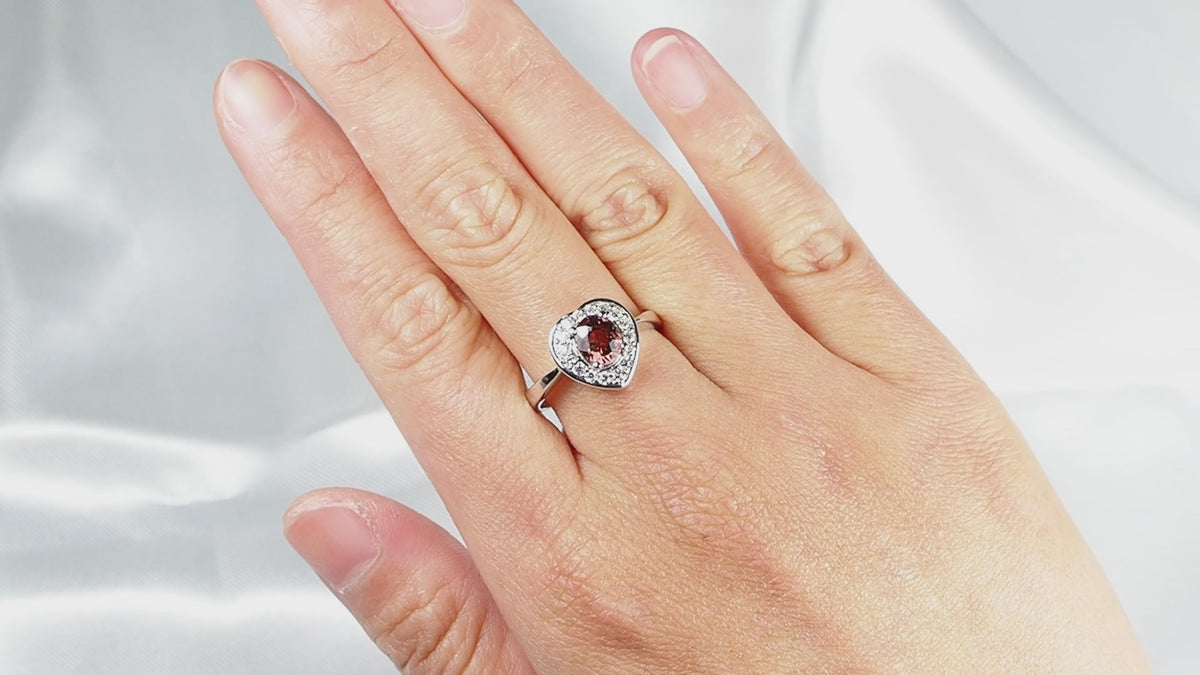 Peach Pink Tourmaline Ring for Her, 925 Sterling Silver, Genuine Gemstone, Free Resizing