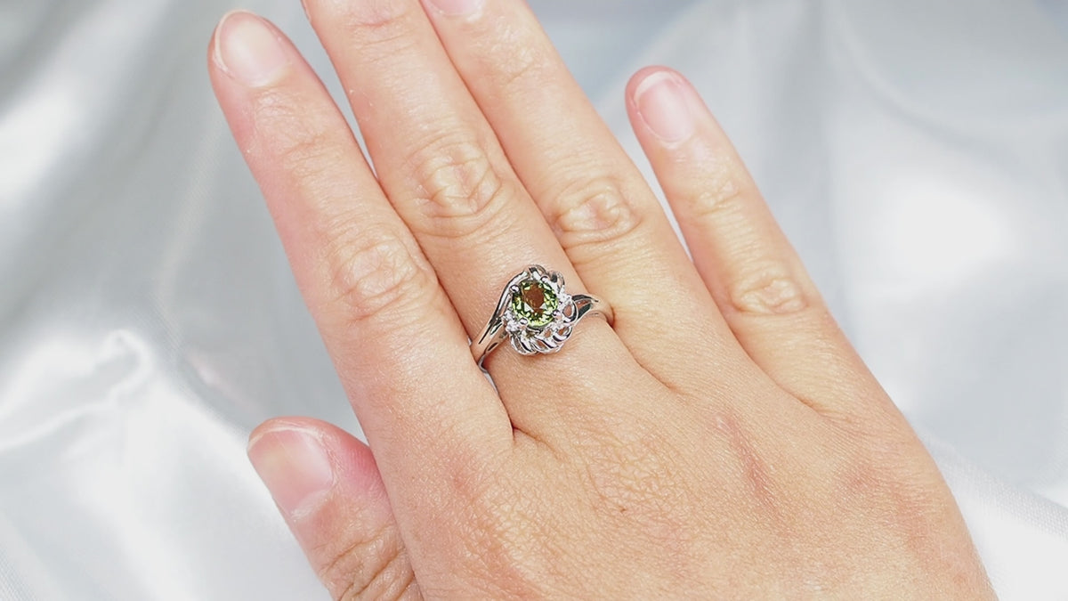 Golden Olive Green Tourmaline 925 Sterling Silver Ring