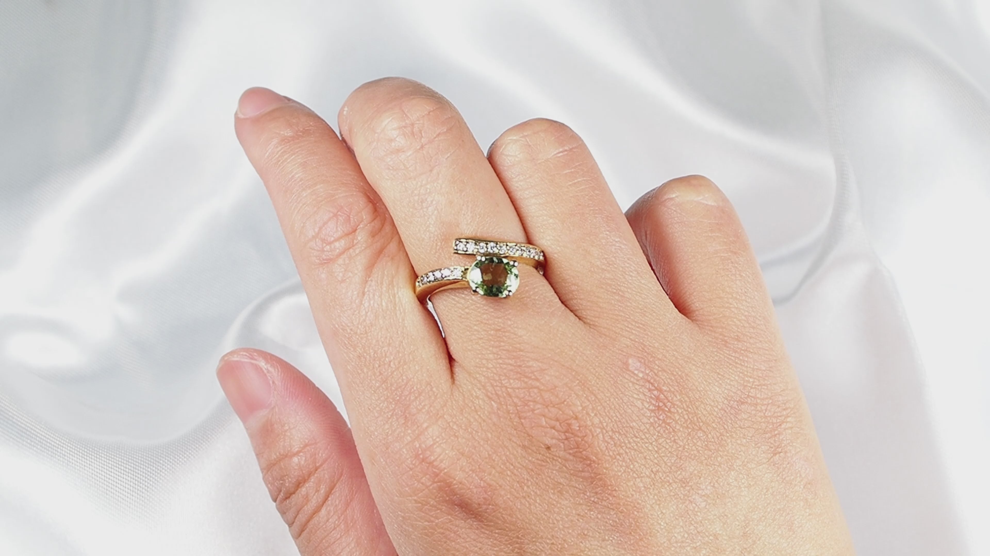 24K Gold Seafoam Green Tourmaline 925 Sterling Silver Ring, Simple Everyday Ring, Free Resizing