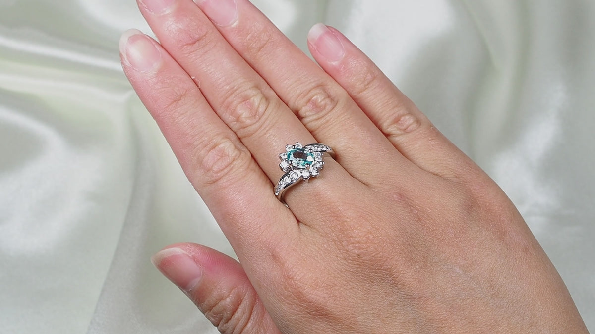 Precious Blue Zircon 925 Sterling Silver Ring, Natural Gemstone, Free Resizing