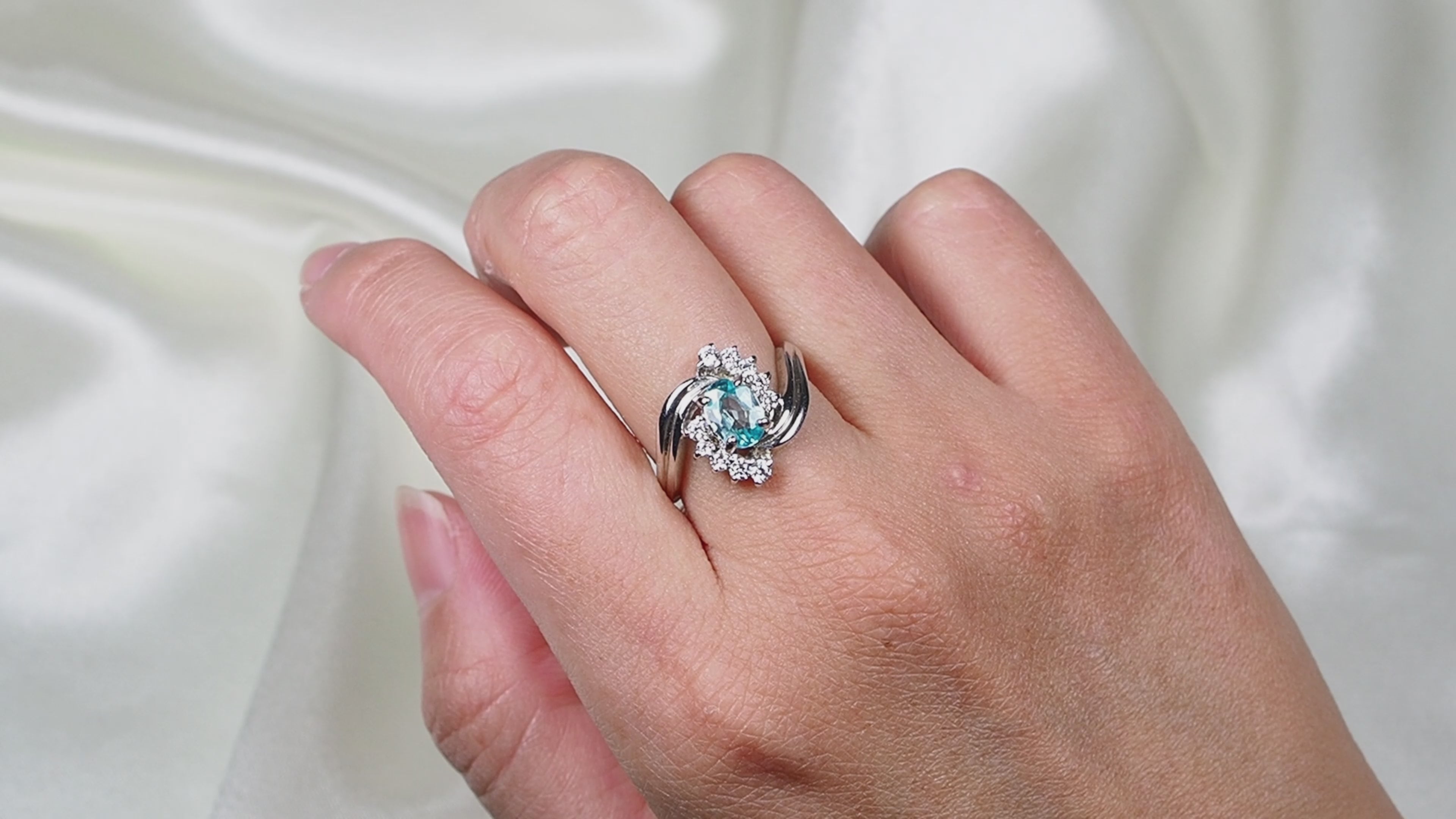 Blue Zircon 925 Sterling Silver Ring, Natural Gemstone, Everyday Wear