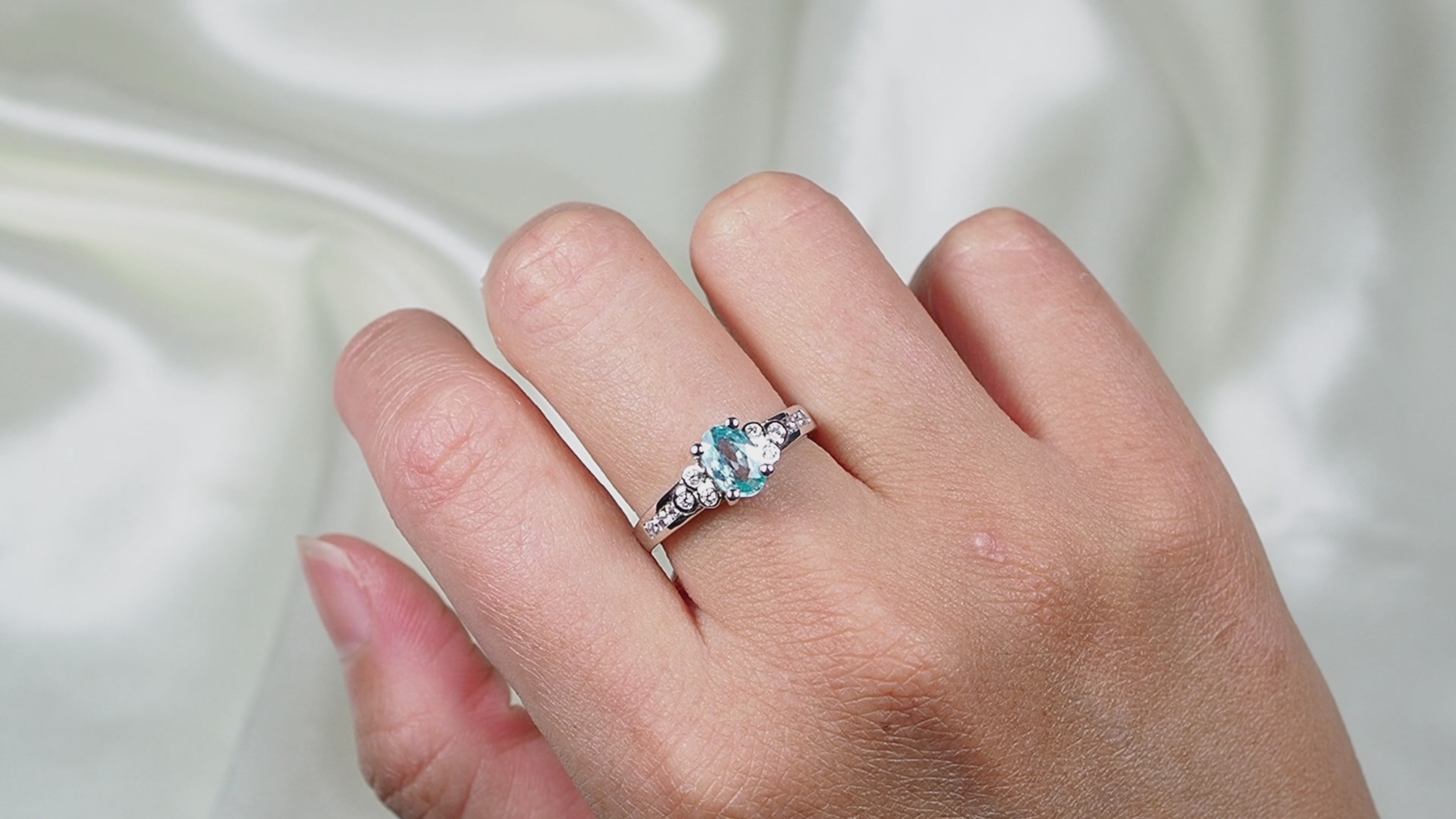 Blue Zircon 925 Sterling Silver Ring, Minimalist Everyday Gemstone Ring, Gift for Her