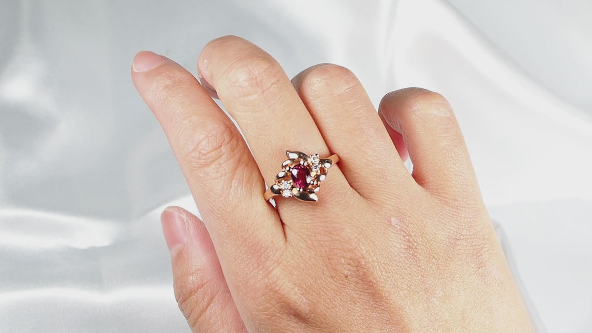 Pink Tourmaline Floral Ring Sterling Silver, 925 Dainty Everyday Stacking Ring, Gift for Her