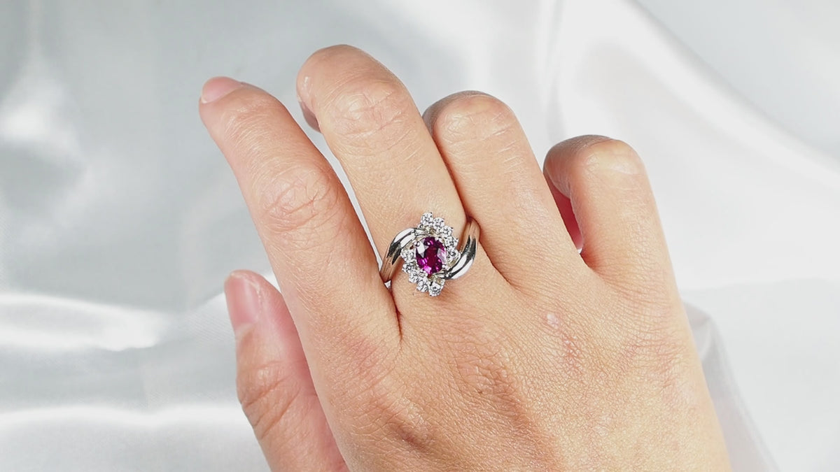 Dainty Vivid Pink Tourmaline Ring 925 Sterling Silver, Simple Everyday Ring, Free Resizing