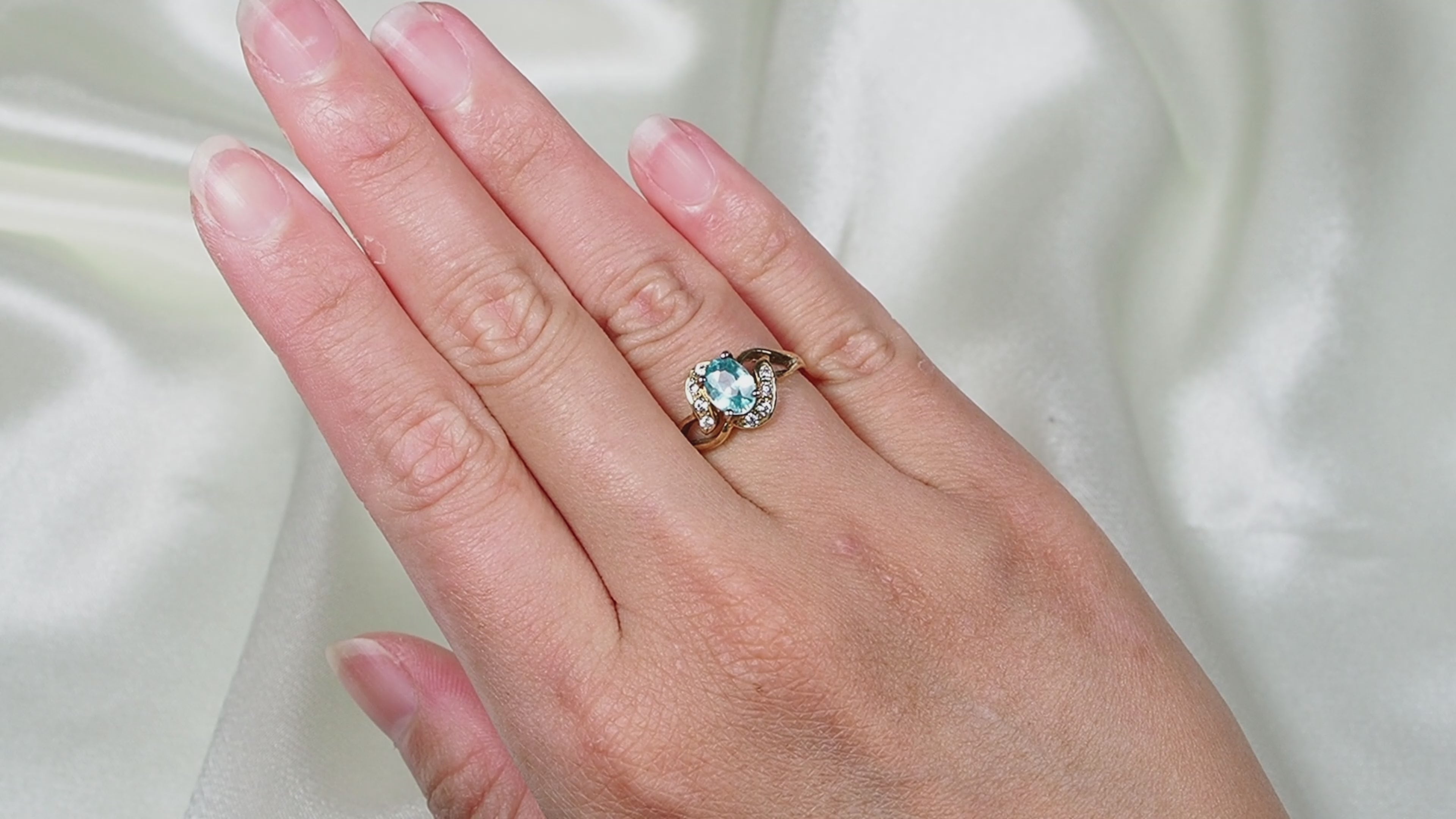 Blue Zircon 925 Sterling Silver Ring, Simple Everyday Ring, Free Resizing