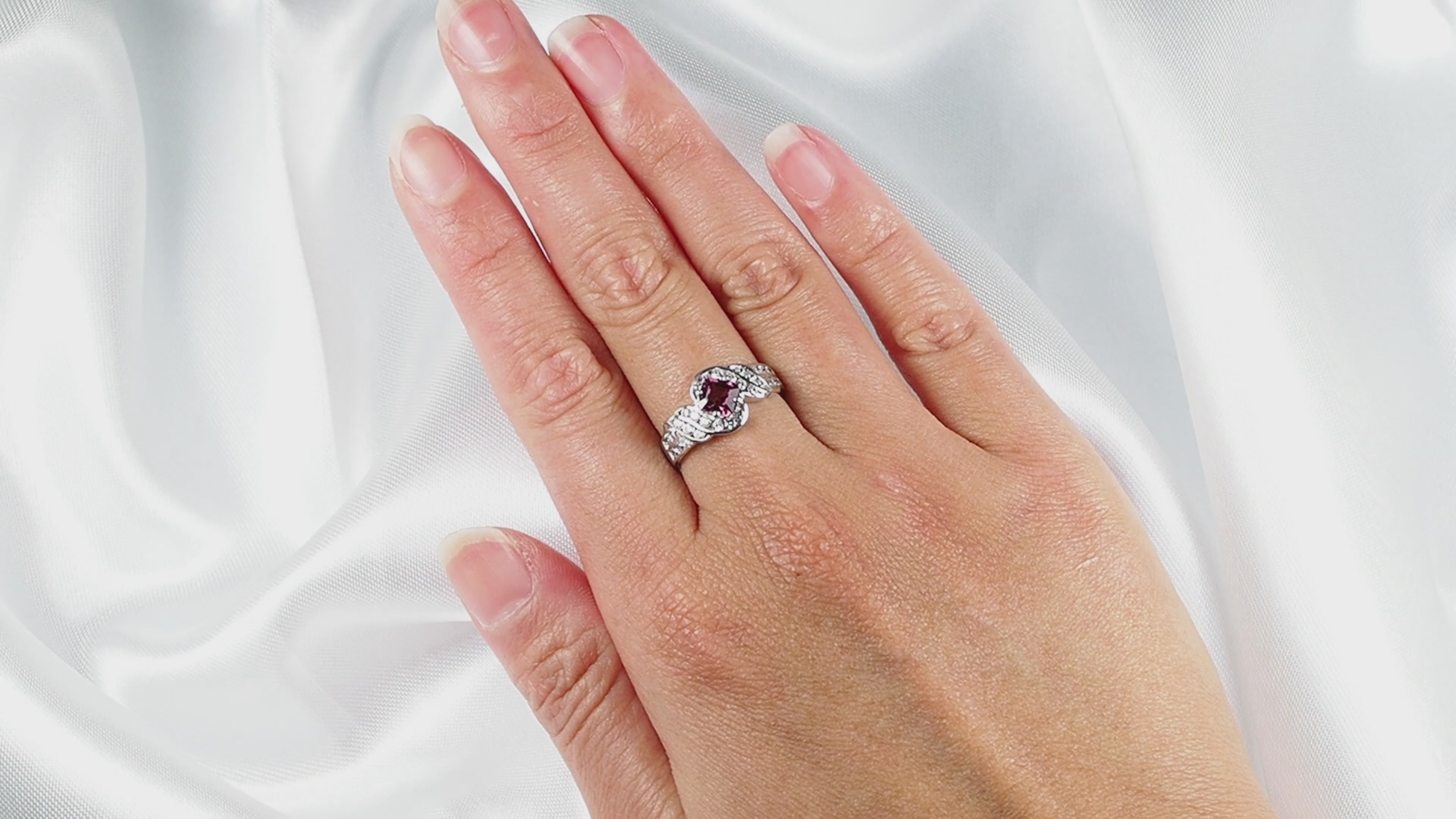 Orchid Rose Pink Rhodolite Garnet 925 Sterling Silver Ring,Natural Gemstone, Dainty Stacking