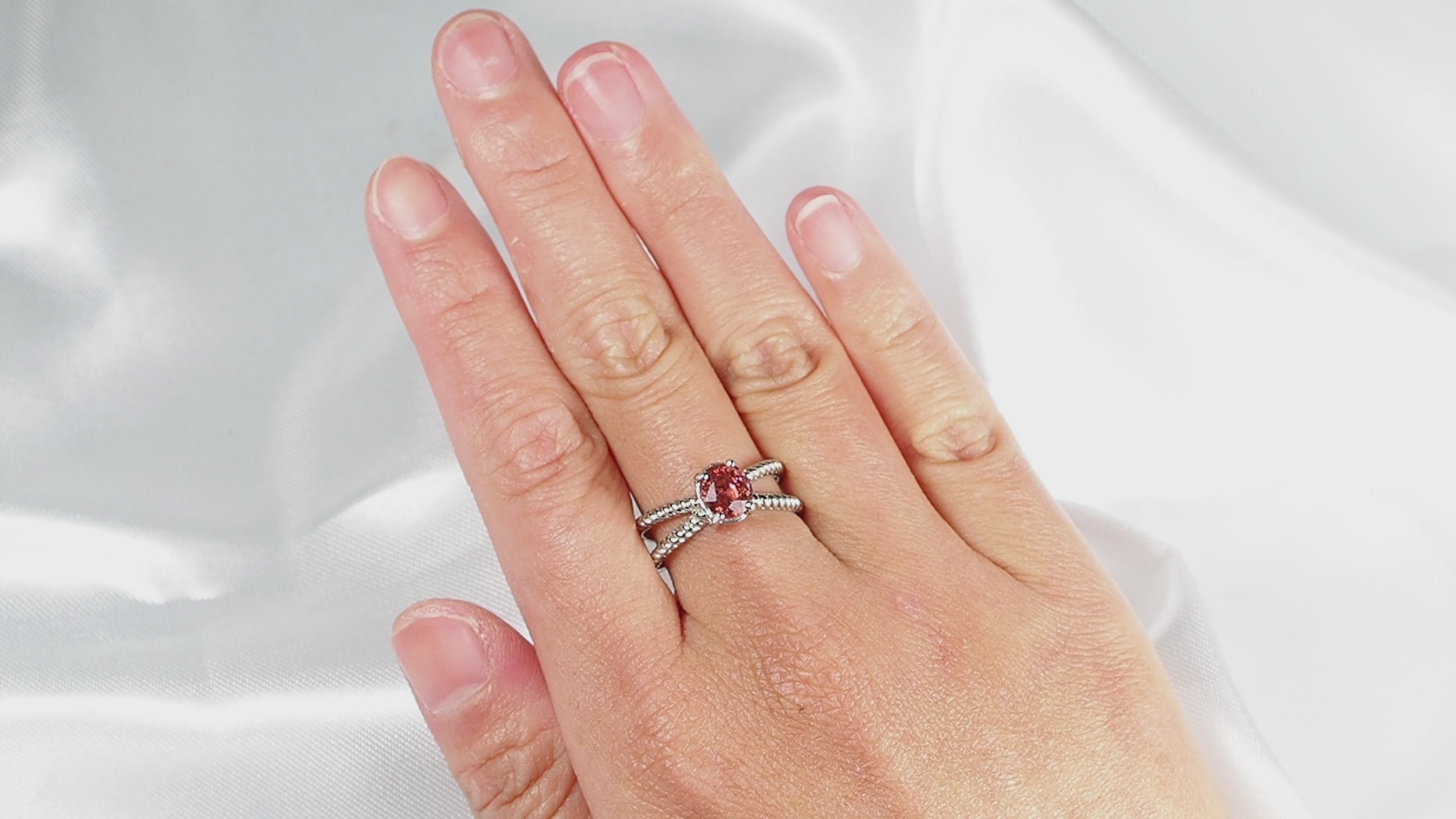 Pink Tourmaline Statement Ring Sterling Silver 925, Natural Gemstone, Free Resizing