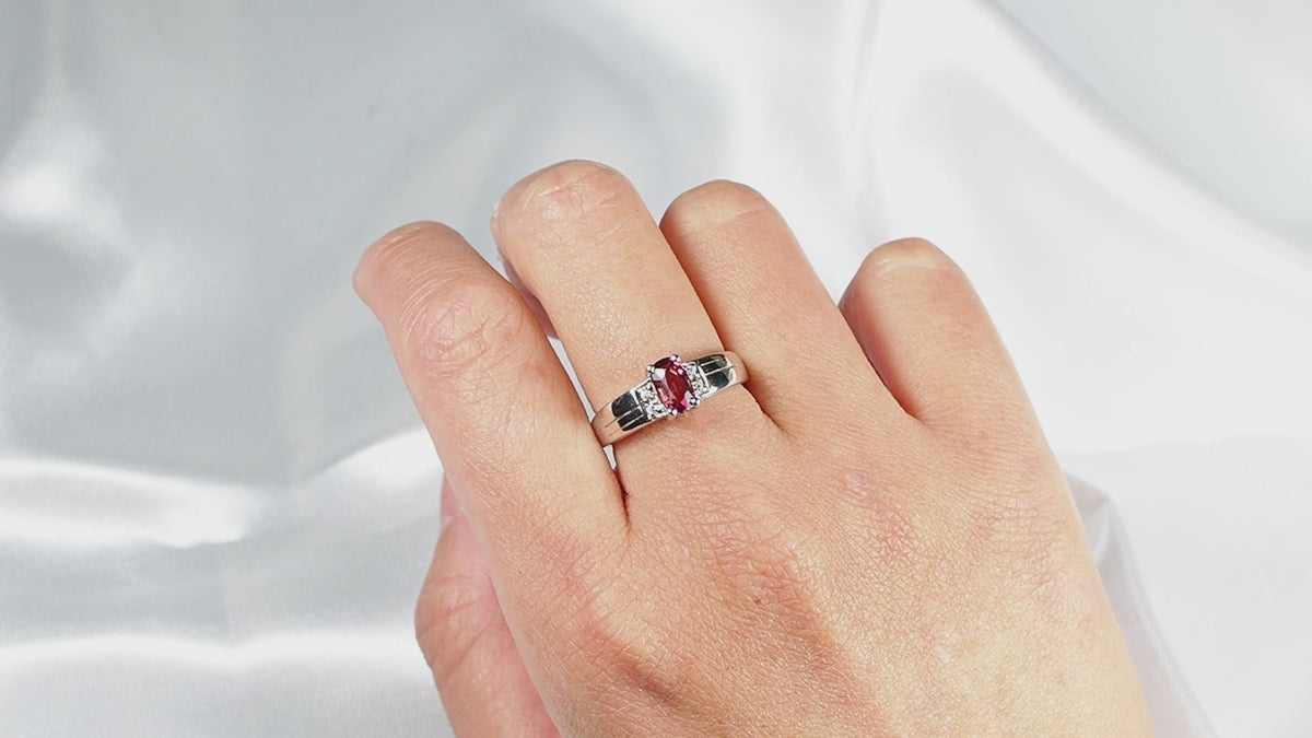 Dainty Pink Tourmaline Ring 925 Sterling Silver, Simple Everyday Ring, Free Resizing