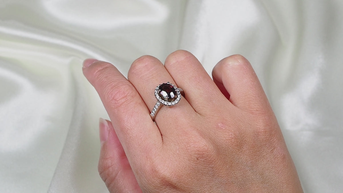 Oval Cut Deep Red Zircon Ring, Natural Gemstone, Minimalist Ring, Free Resizing
