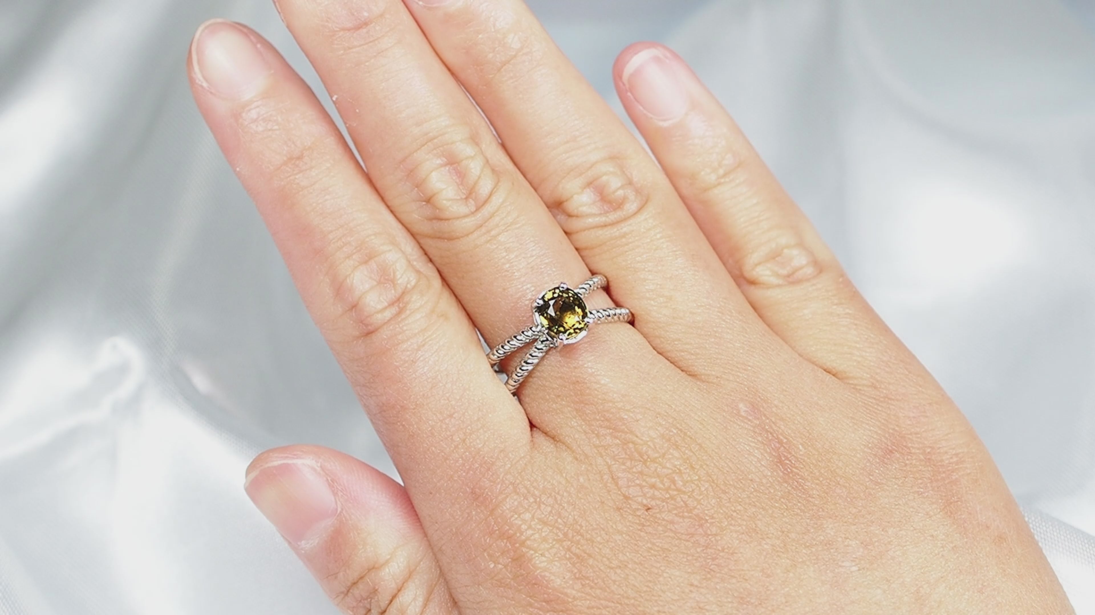 Olive Gray Green Tourmaline 925 Sterling Silver Ring