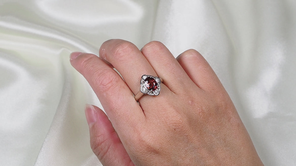 Luxurious Red Zircon 925 Sterling Silver Ring, Dainty Everyday Ring, Free Resizing