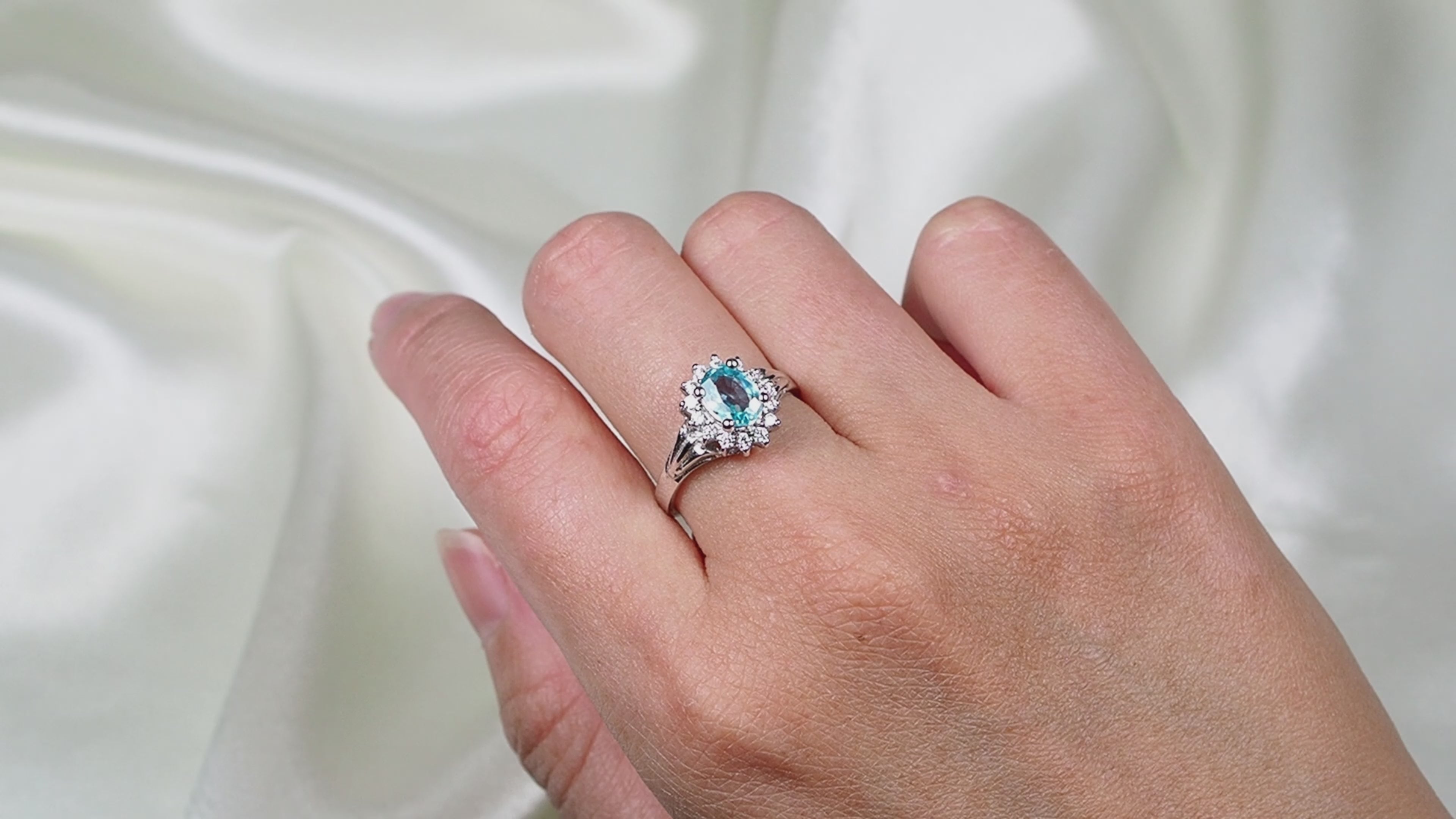 Blue Zircon 925 Sterling Silver Ring, Dainty Everyday Ring, Free Resizing