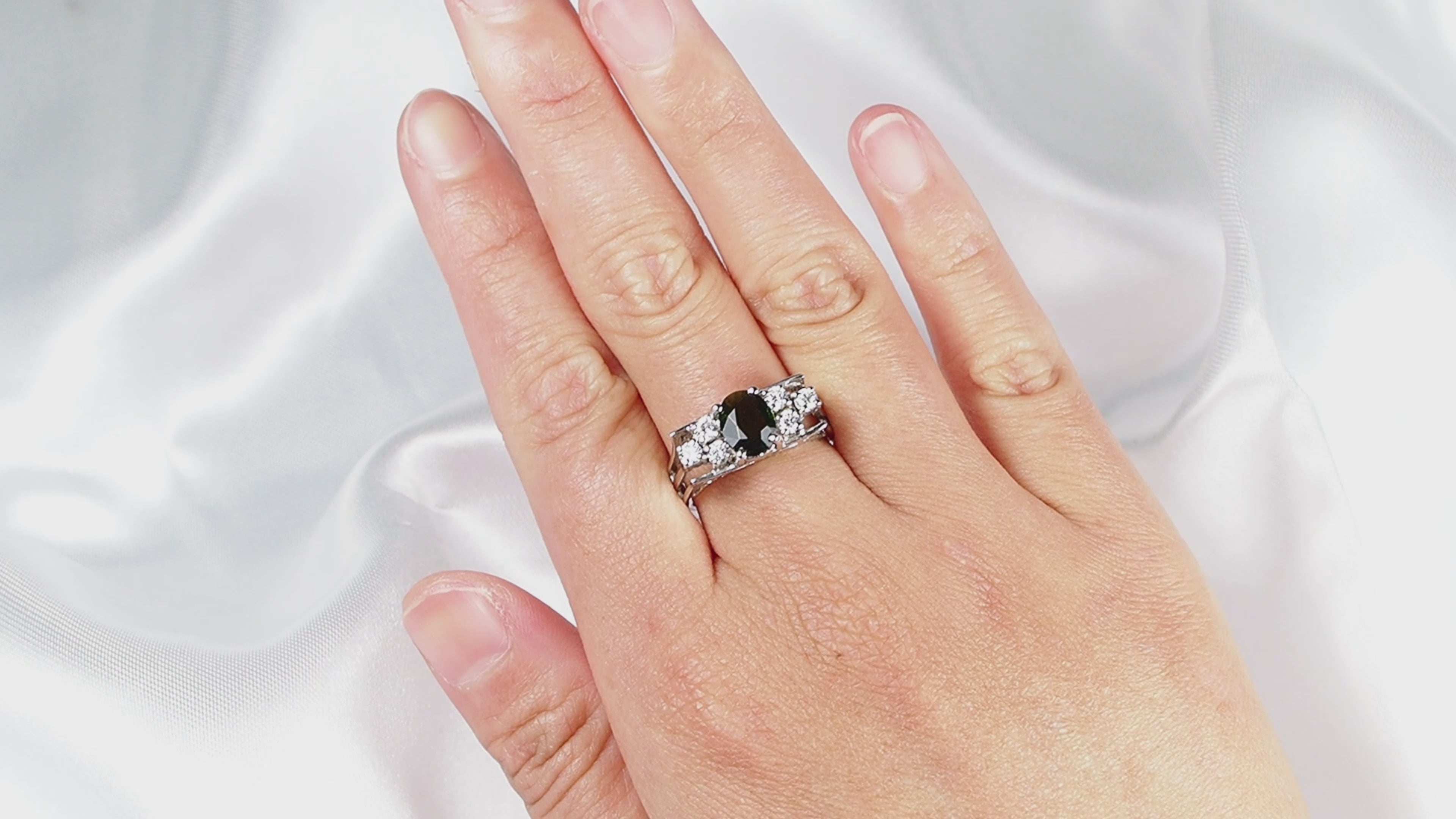 Dark Olive Green Tourmaline 925 Sterling Silver Ring
