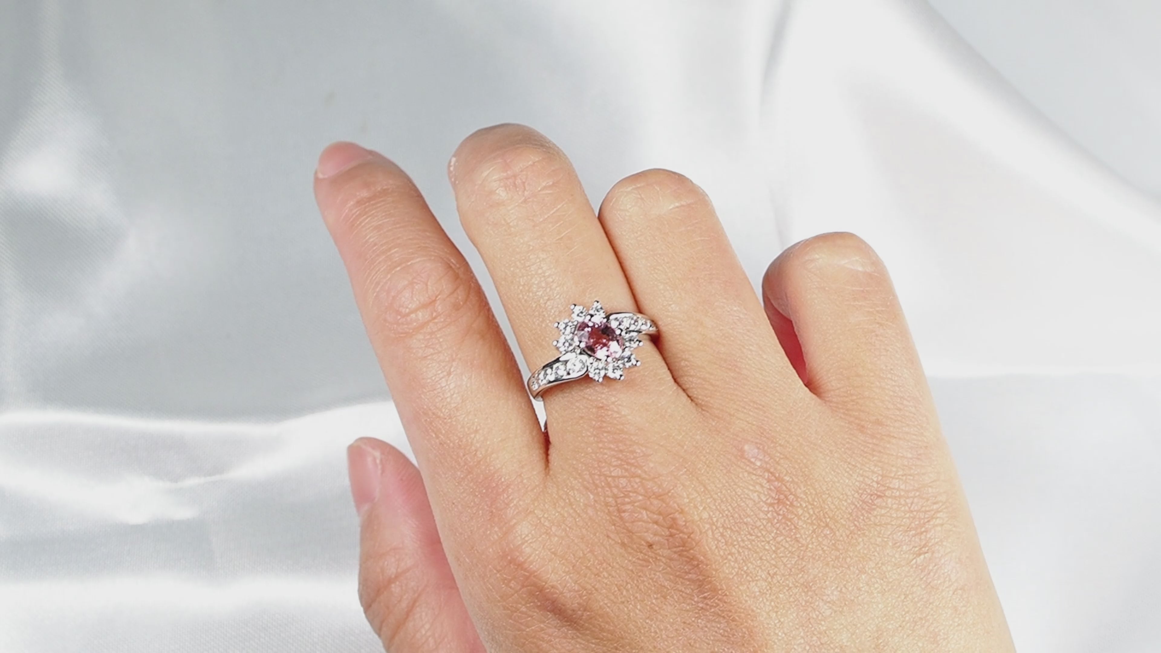 Genuine Pink Tourmaline Ring 925 Silver, Dainty Stacking Ring, Free Resizing