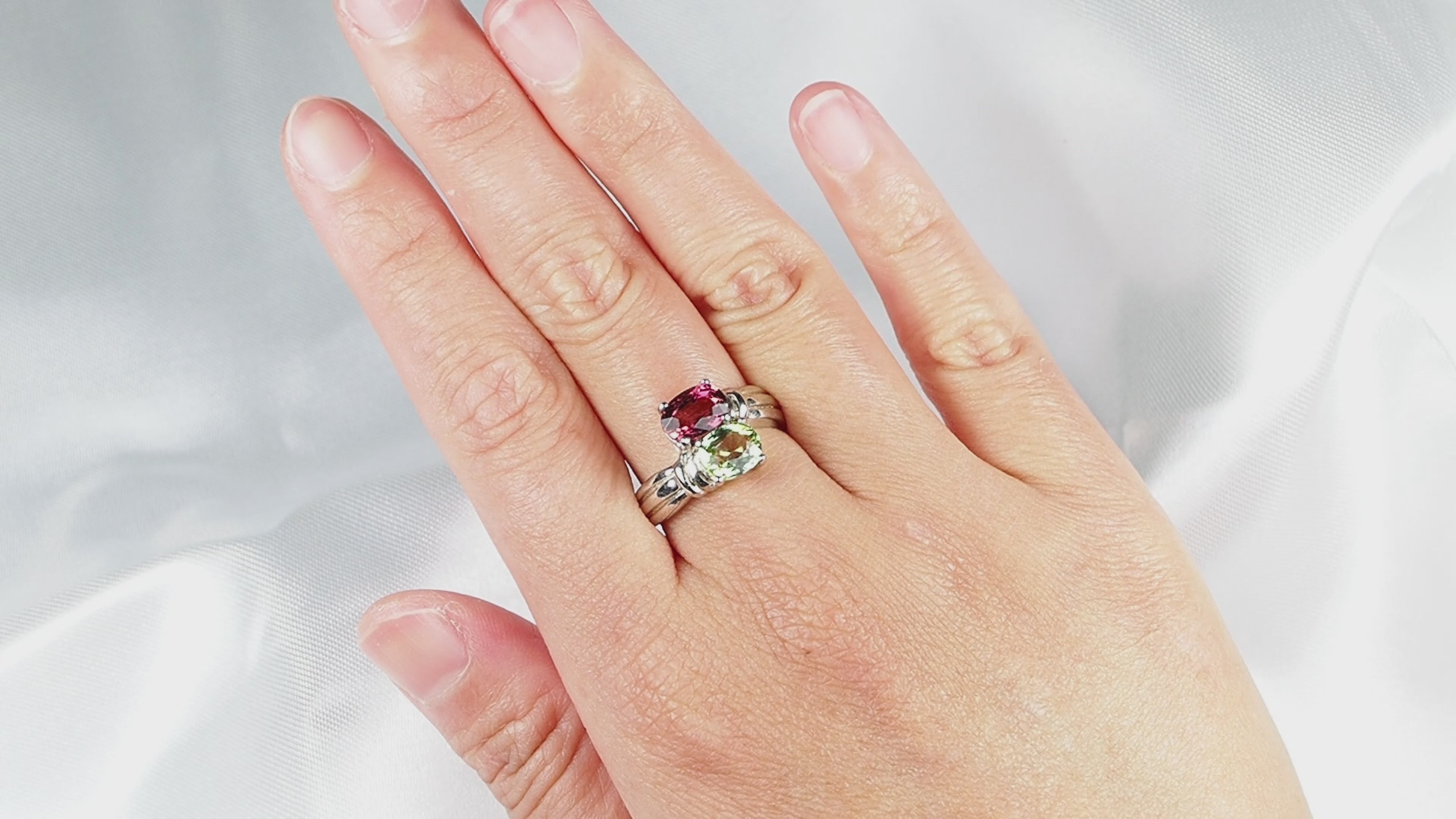 Bi Color Tourmaline Ring 925 Sterling Silver, Mothers Day Gift, Natural Gemstone, Free Resizing