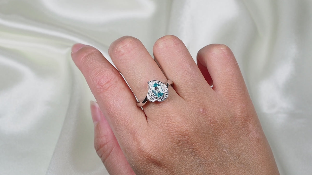 Blue Zircon Oval 925 Sterling Silver Ring, 925 Dainty Everyday Stacking Ring, Gift for Her