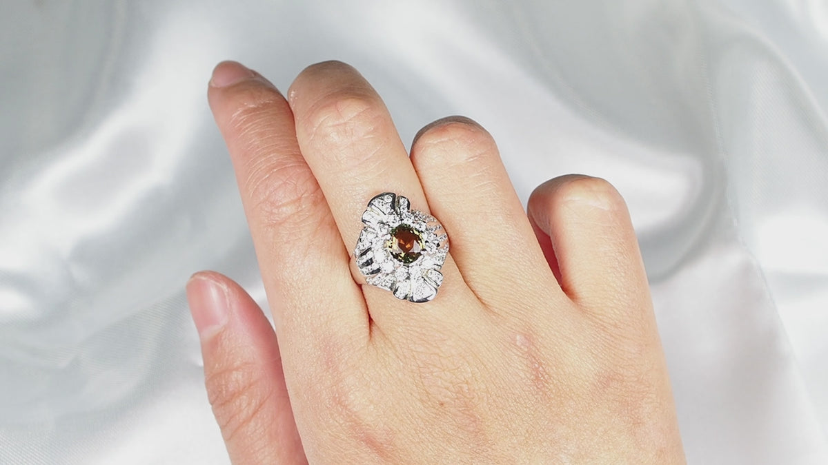 Champagne Green Tourmaline 925 Sterling Silver Ring