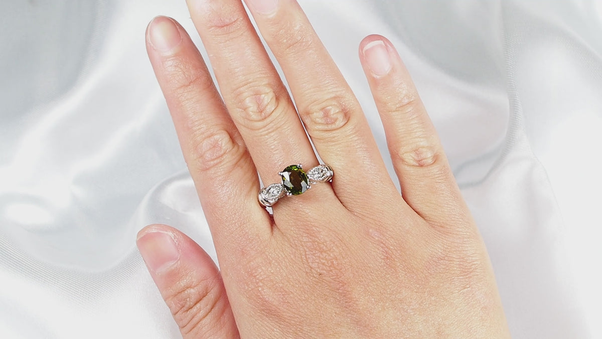Handmade Ring Forest Green Tourmaline 925 Sterling Silver, Simple Everyday Ring, Free Resizing