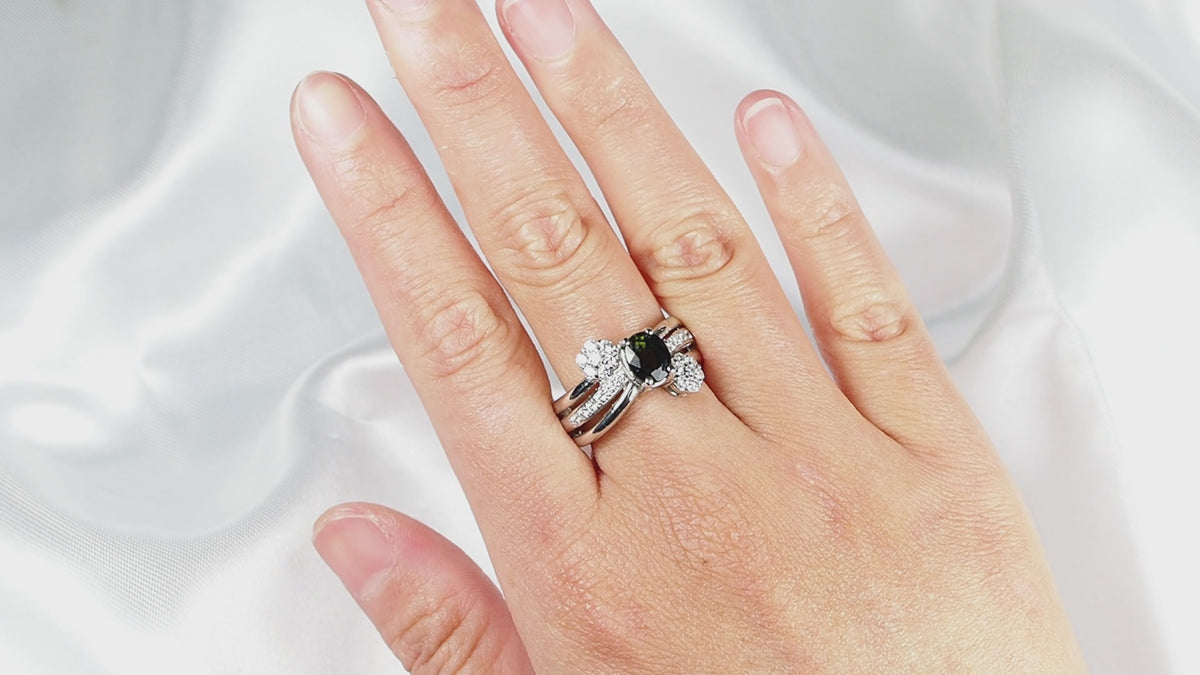 Handmade Forest Green Tourmaline Oval 925 Sterling Silver Ring