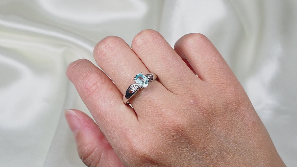 Blue Zircon 925 Sterling Silver White Gold Ring, 925 Everyday Jewelry, Gift for Her