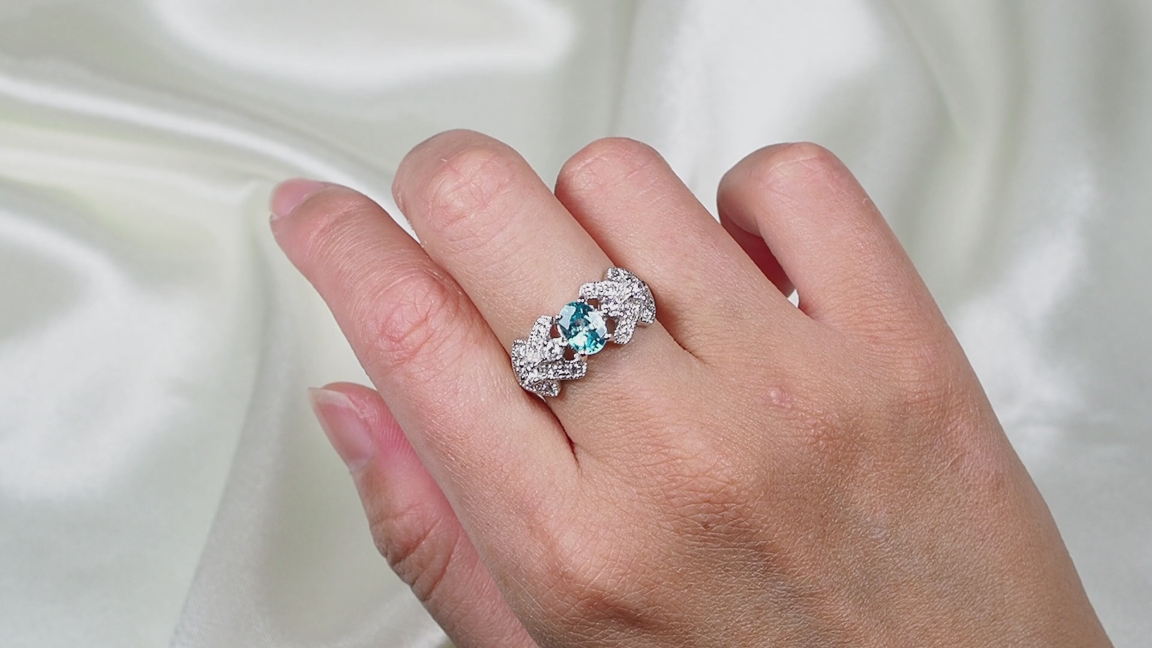 Blue Zircon 925 Sterling Silver Ring, Birthday Gift, Dainty Ring, Free Resizing