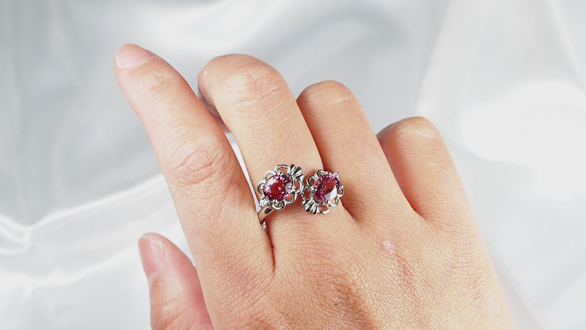 Bunny Pink Tourmaline Ring for Her, 925 Sterling Silver, Genuine Gemstone, Free Resizing