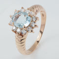 Blue Aquamarine 925 Sterling Silver Rose Gold Ring