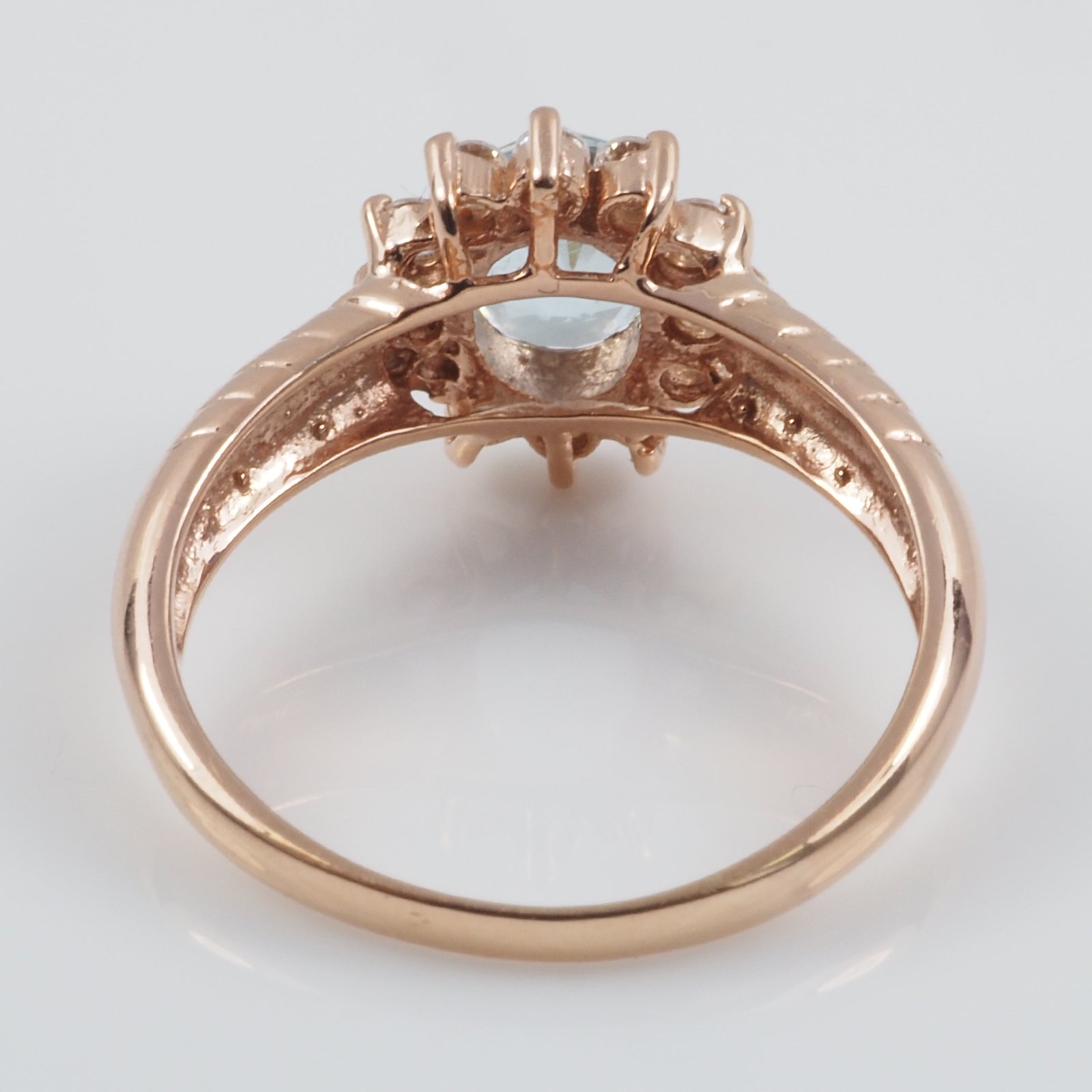Blue Aquamarine 925 Sterling Silver Rose Gold Ring