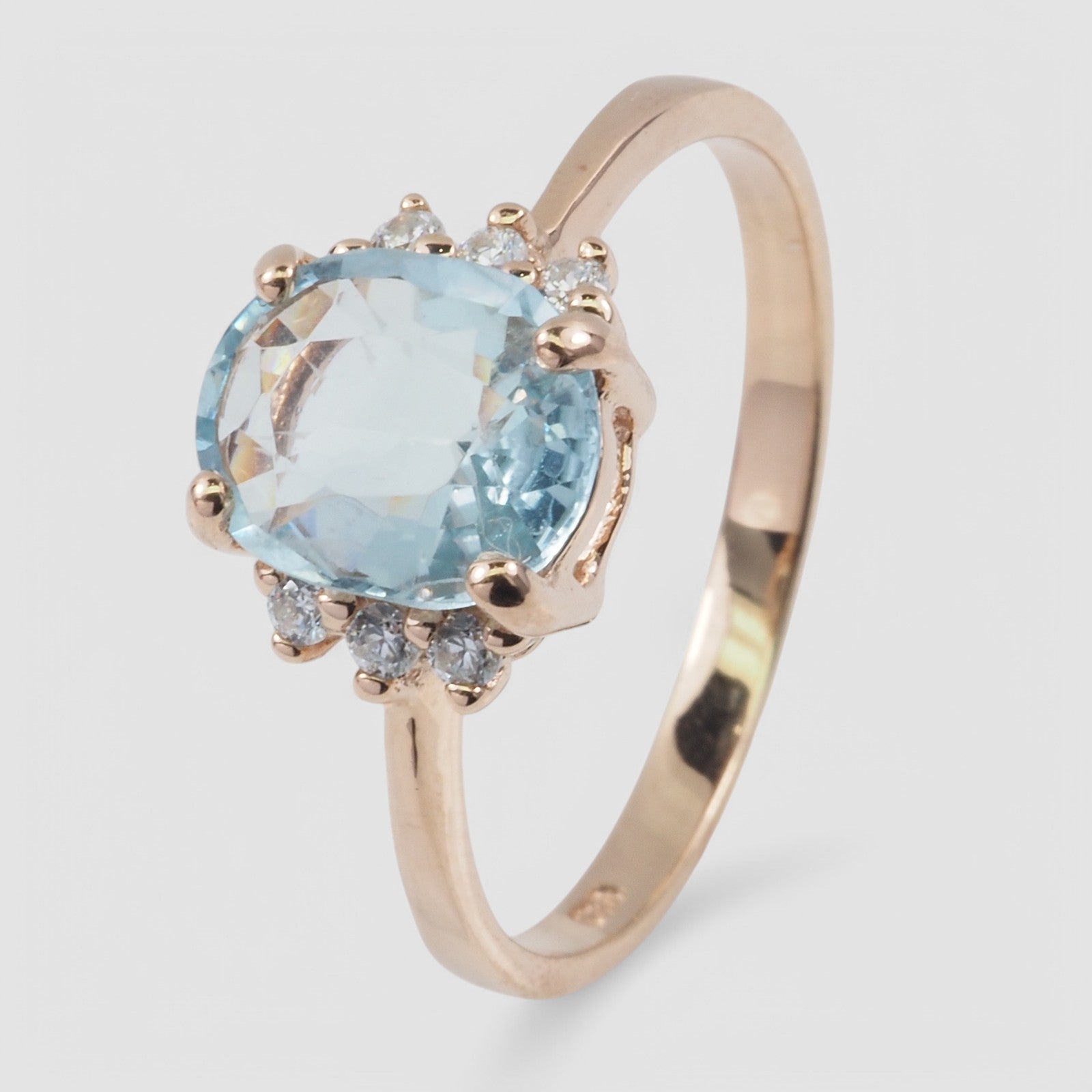 Blue Aquamarine 925 Sterling Silver Ring
