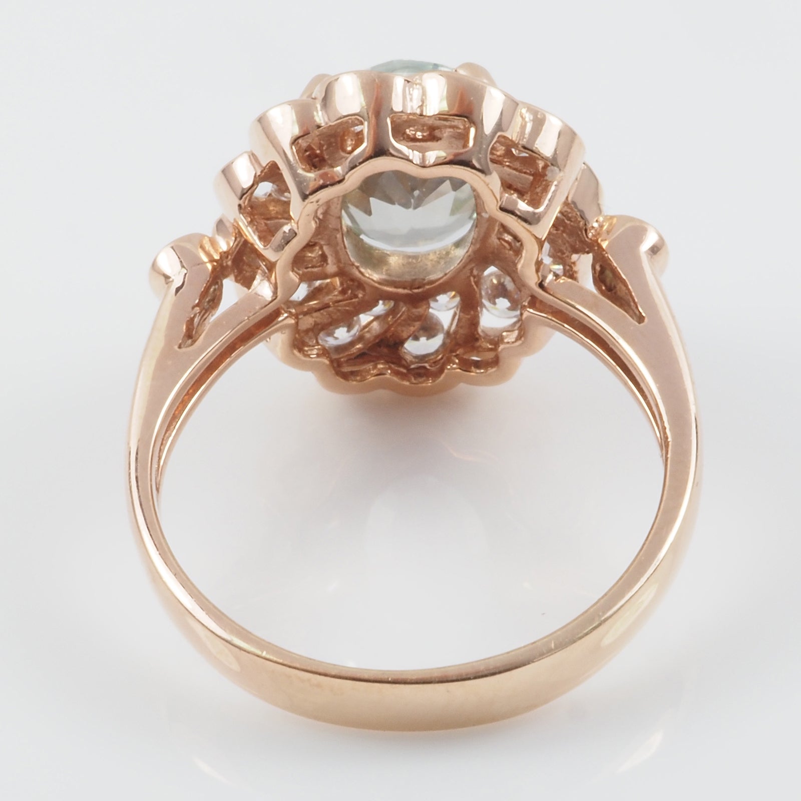 Blue Aquamarine 925 Sterling Silver Rose Gold Ring