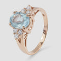 Blue Aquamarine 925 Sterling Silver Rose Gold Ring