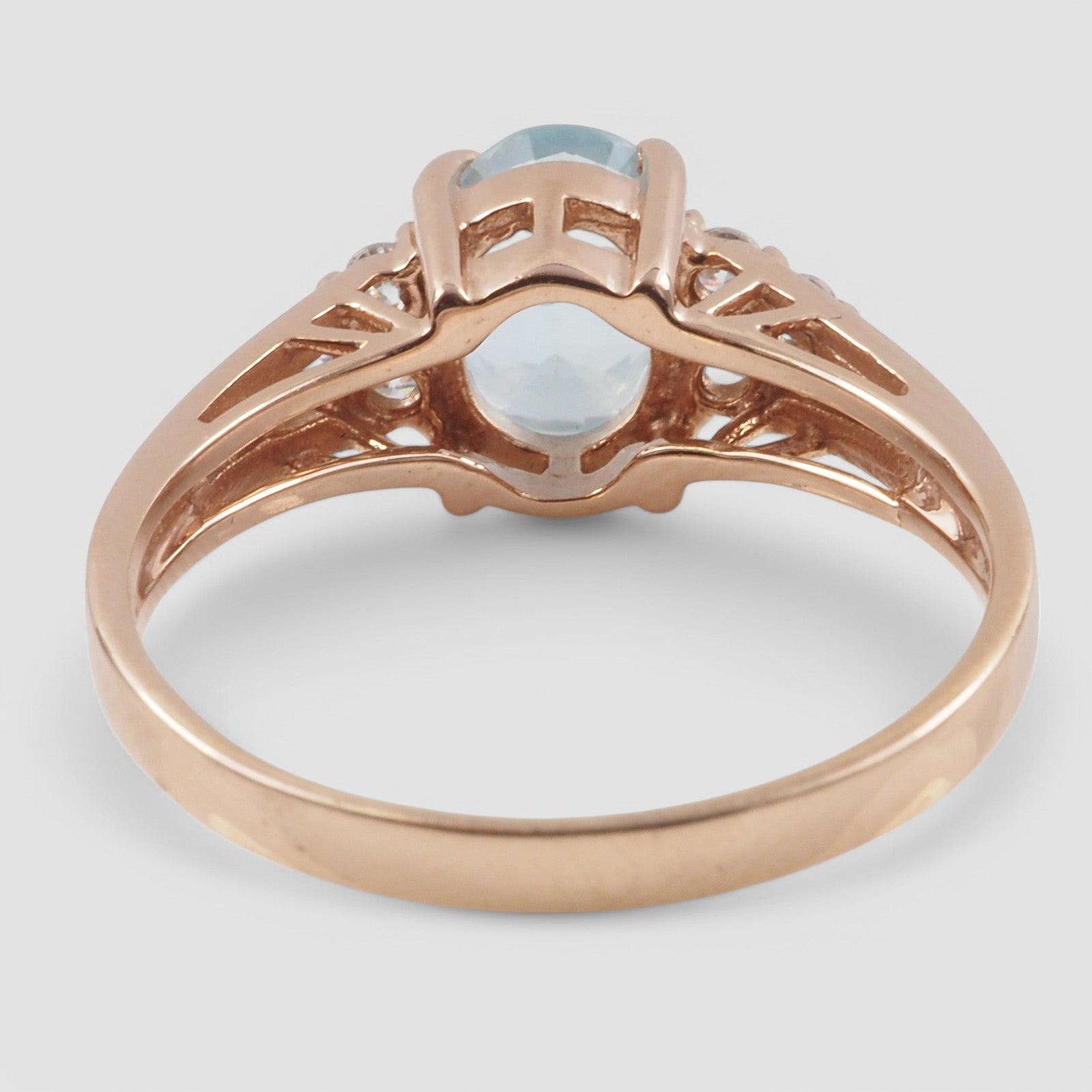 Blue Aquamarine 925 Sterling Silver Rose Gold Ring