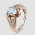 Blue Aquamarine 925 Sterling Silver Rose Gold Ring