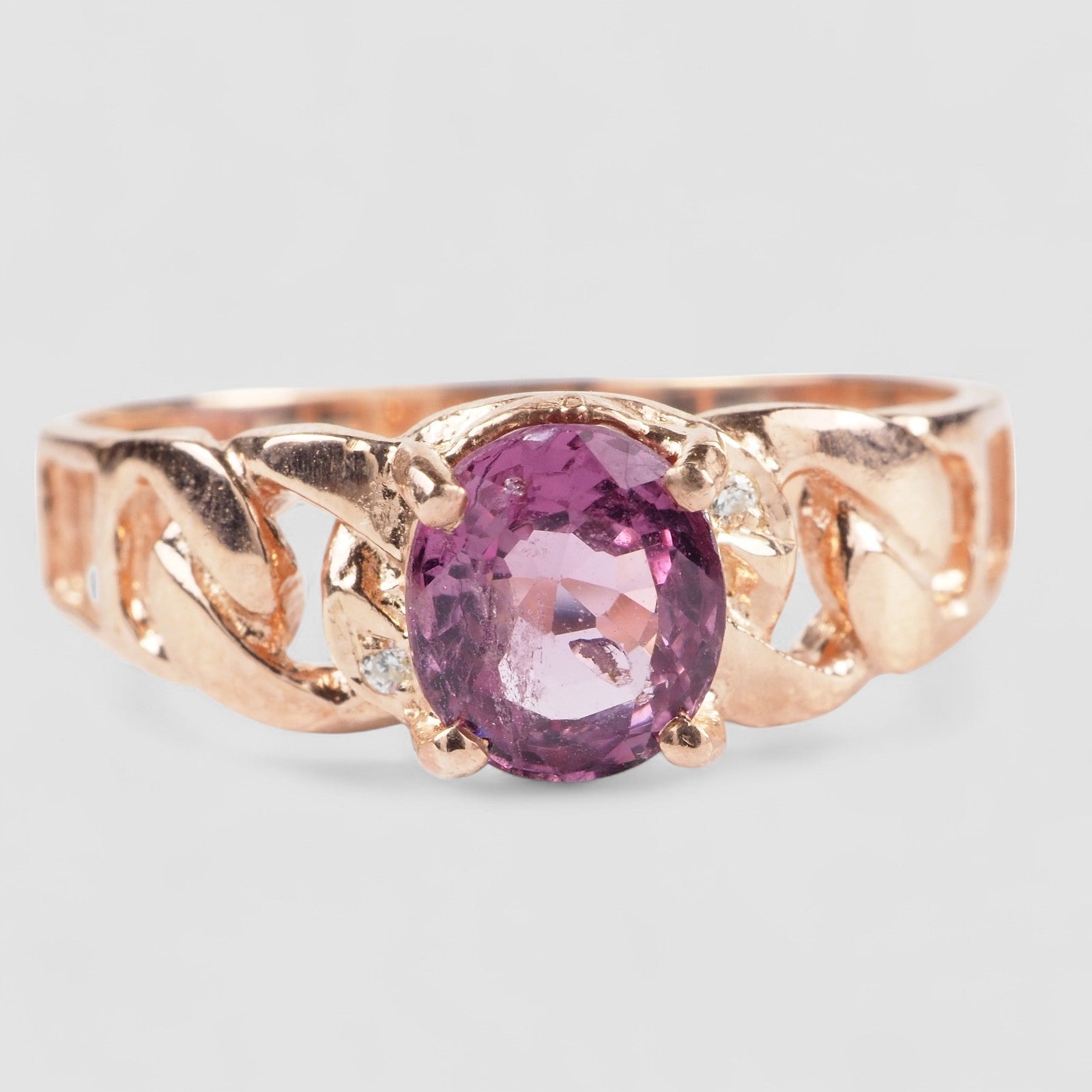 PINK SPINEL 925 STERLING SILVER ROSE GOLD HANDMADE RING