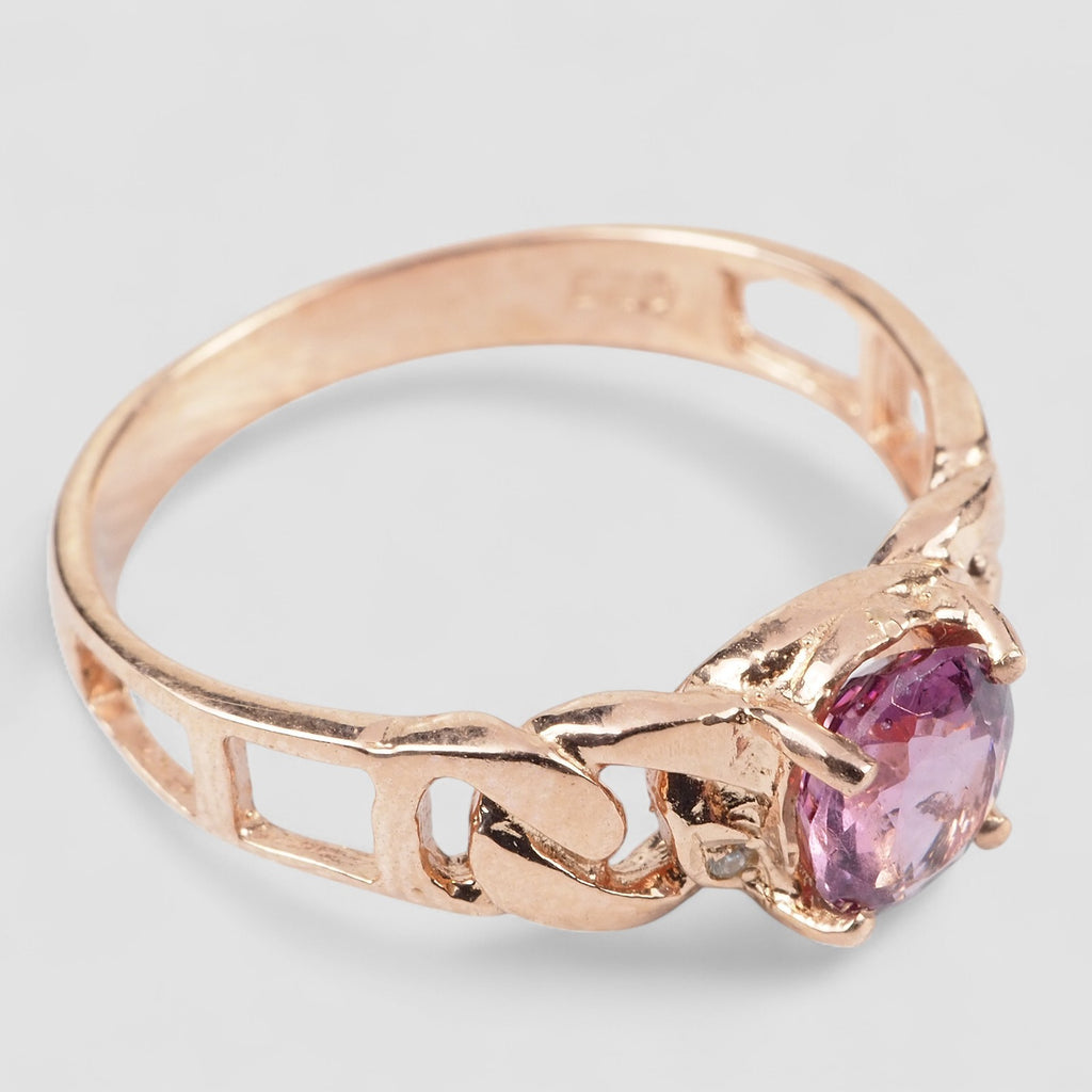 PINK SPINEL 925 STERLING SILVER ROSE GOLD HANDMADE RING