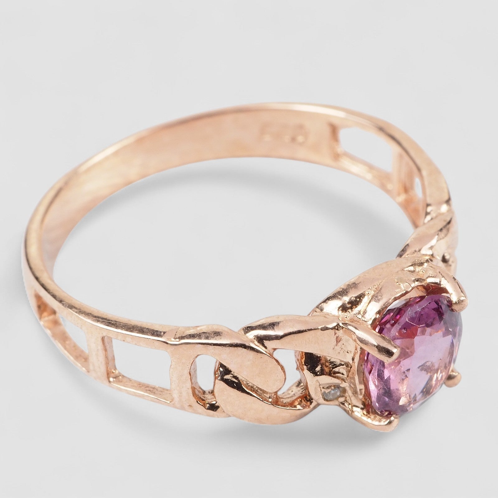 PINK SPINEL 925 STERLING SILVER ROSE GOLD HANDMADE RING