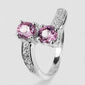 Pink Spinel 925 Sterling Silver Two stones Rings, Rhodium Plated, Tarnish Free, Free Resizing
