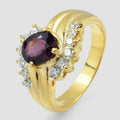24K Gold 925 Sterling Silver Ring Purple Spinel Oval, Dainty Stacking Ring, Free Resizing