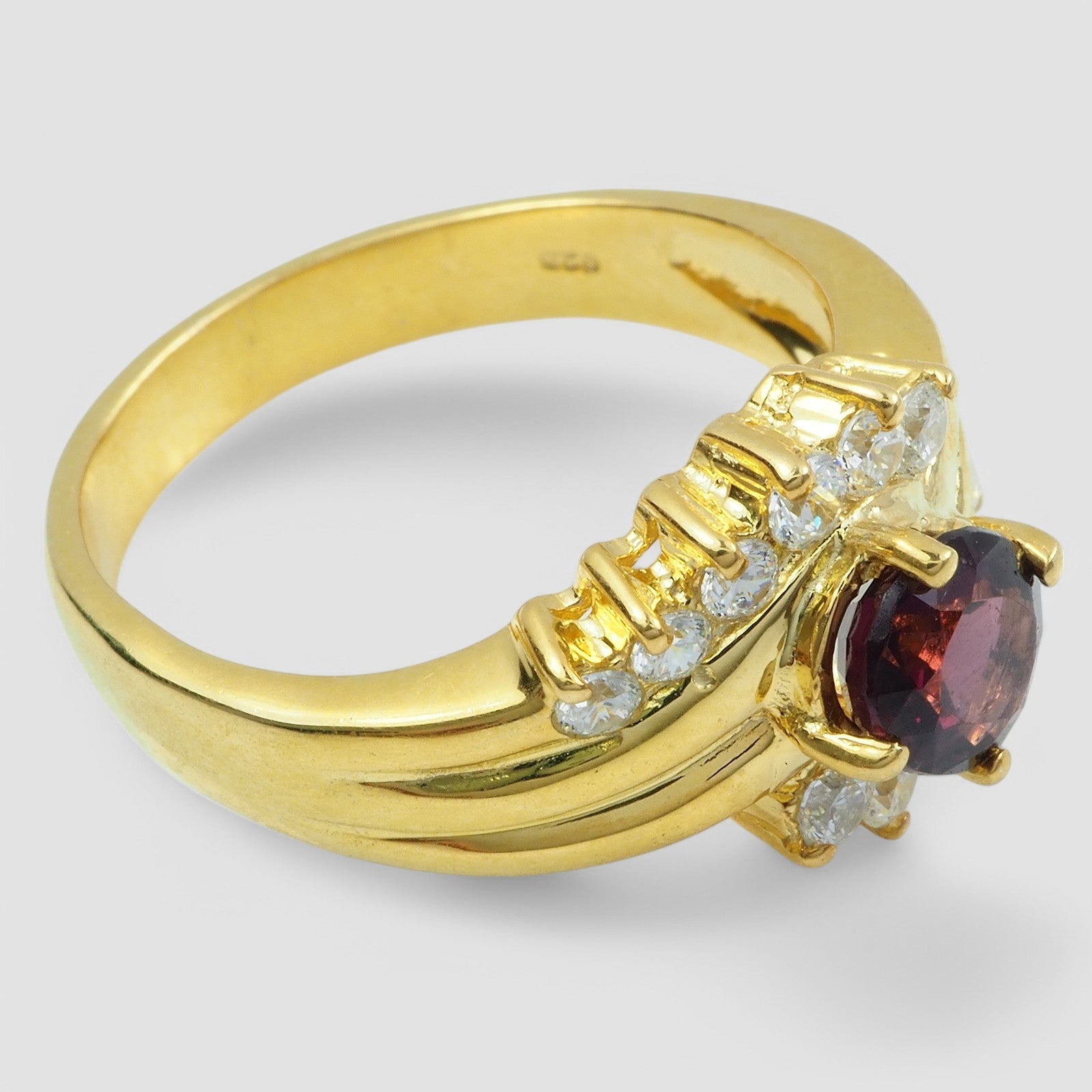 24K Gold 925 Sterling Silver Ring Purple Spinel Oval, Dainty Stacking Ring, Free Resizing
