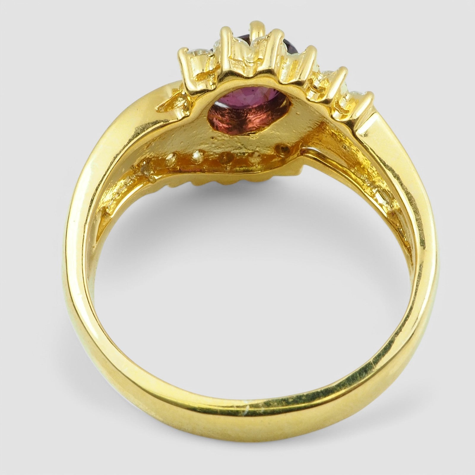 24K Gold 925 Sterling Silver Ring Purple Spinel Oval, Dainty Stacking Ring, Free Resizing