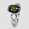925 Sterling Silver Military Green Tourmaline Handmade Rings