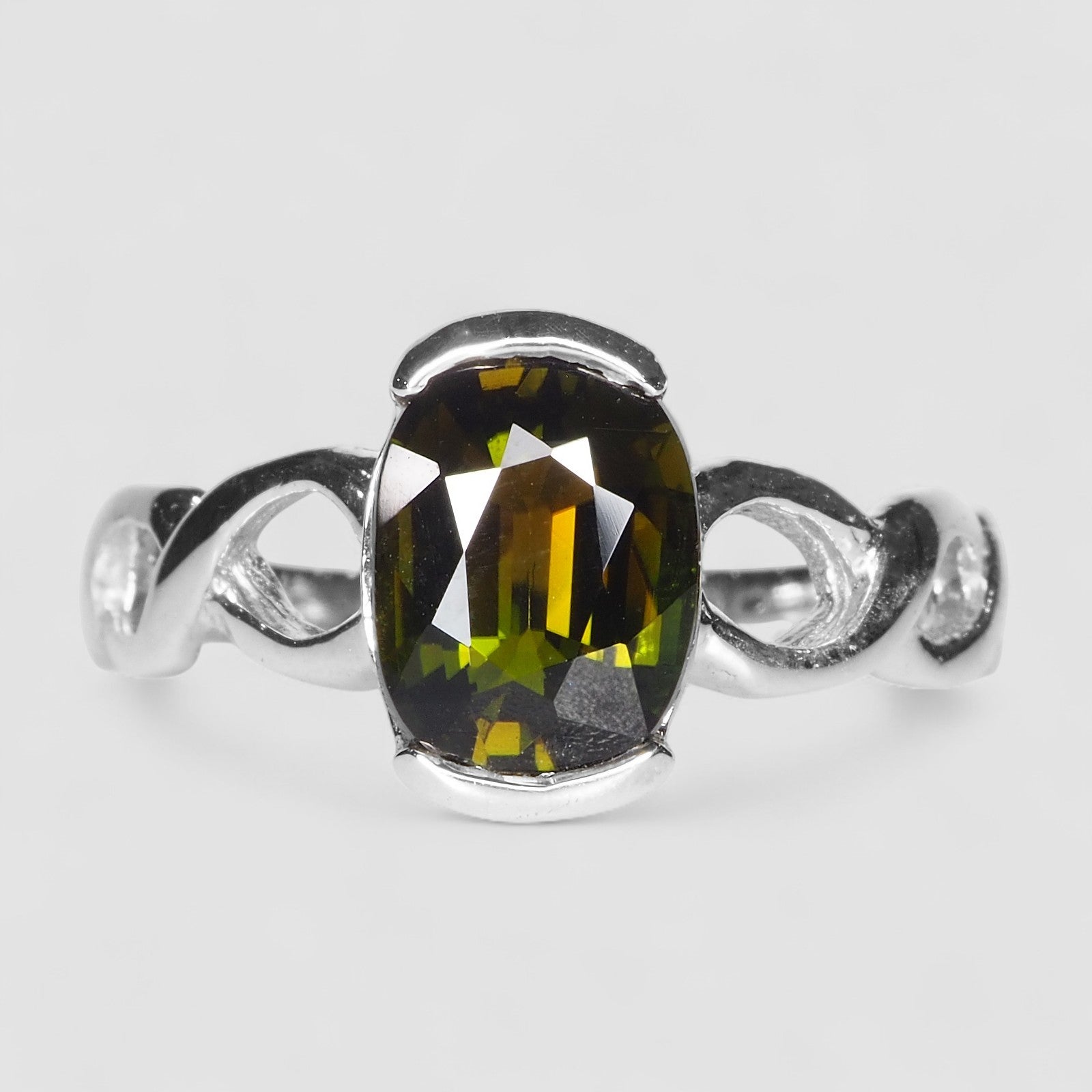 925 Sterling Silver Military Green Tourmaline Handmade Rings
