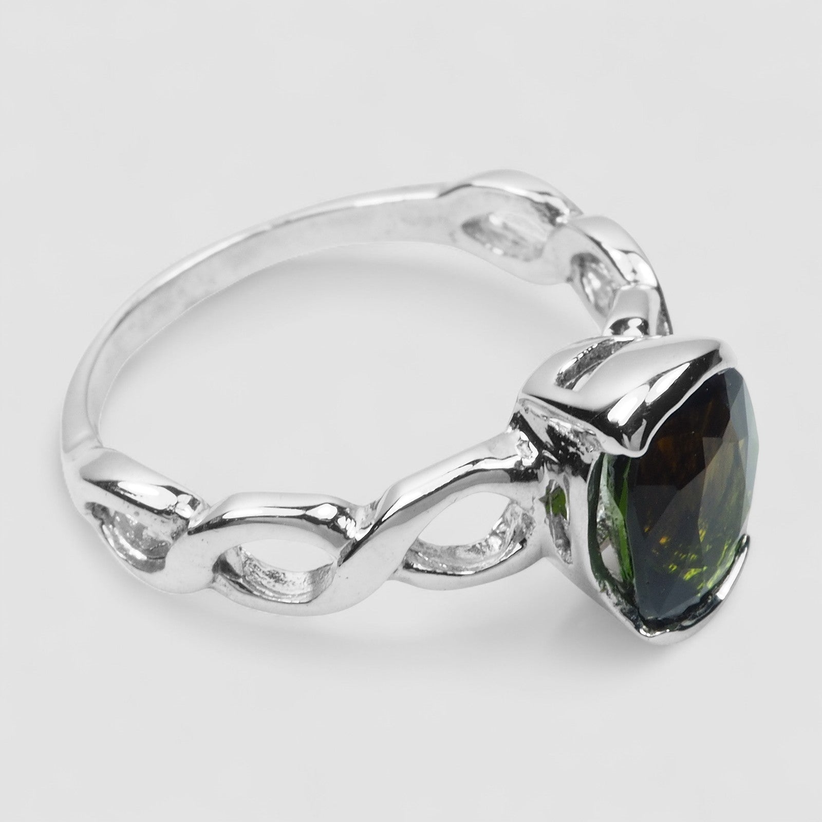 925 Sterling Silver Military Green Tourmaline Handmade Rings