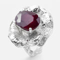 Red Ruby Floral Rings 925 Sterling Silver