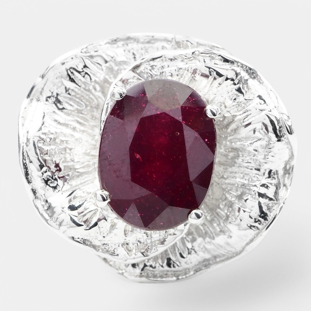 Red Ruby Floral Rings 925 Sterling Silver