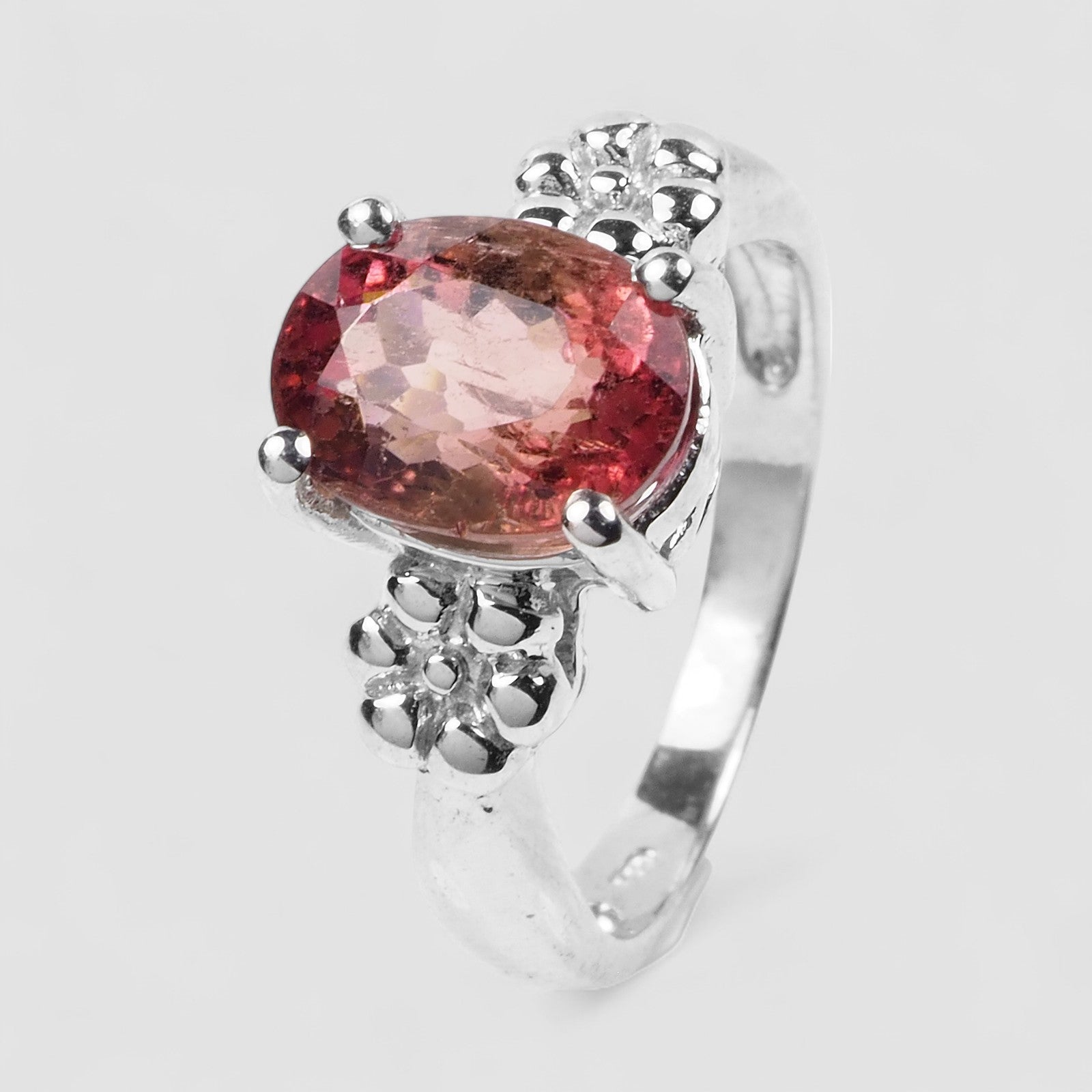 Elegant Vivid Pink Tourmaline Ring Sterling Silver 925, Natural Gemstone, Everyday Wear