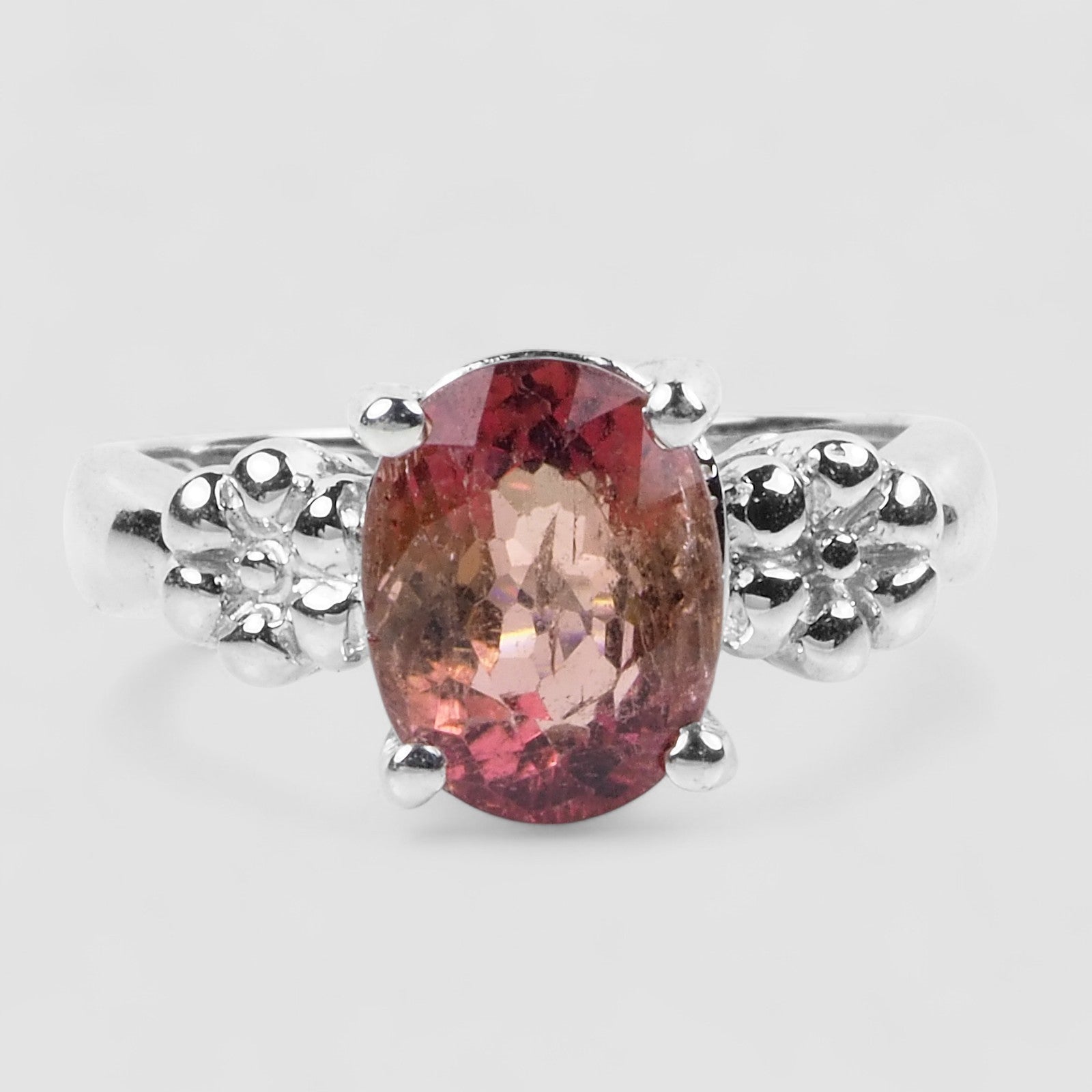 Elegant Vivid Pink Tourmaline Ring Sterling Silver 925, Natural Gemstone, Everyday Wear