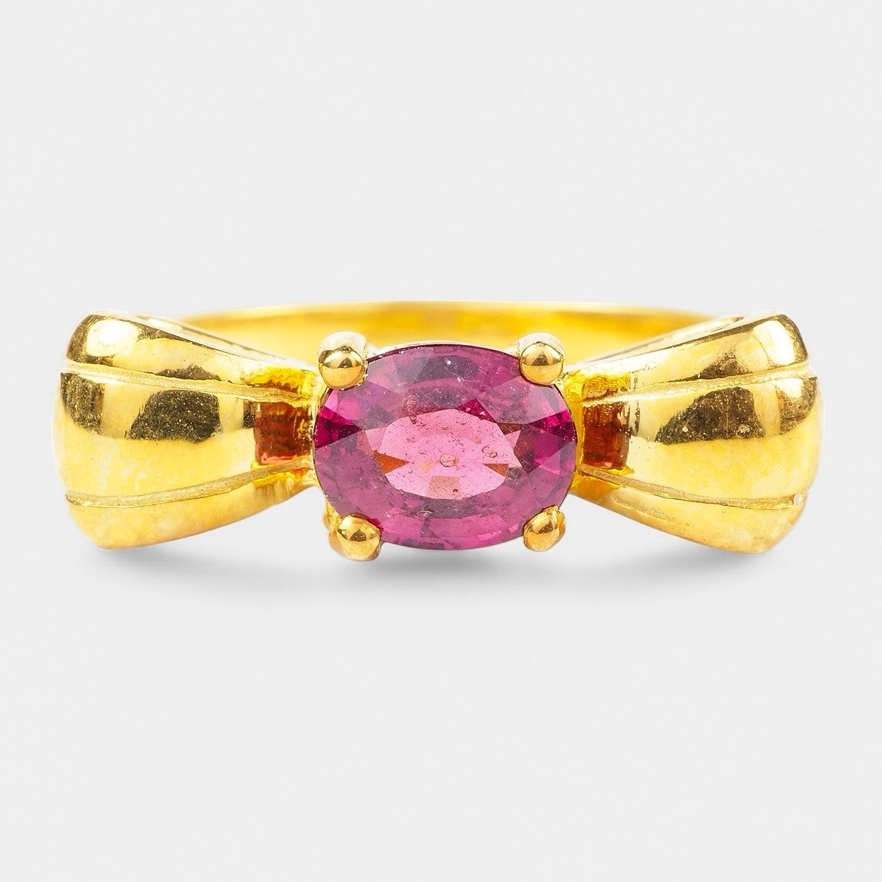 Pink Spinel 925 Sterling Silver Bow Ring, Birthday Gift, Dainty Ring, Free Resizing