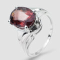Red Tourmaline Statement Ring Sterling Silver 925, Natural Gemstone, Free Resizing